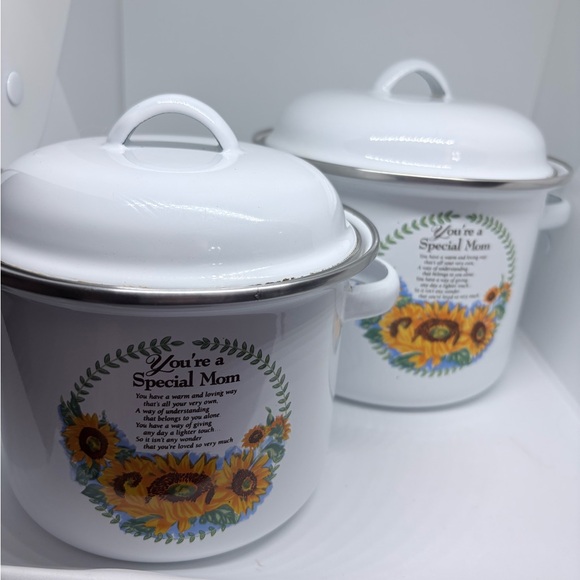 Other - White Sunflower Design Kitchen Pot Set